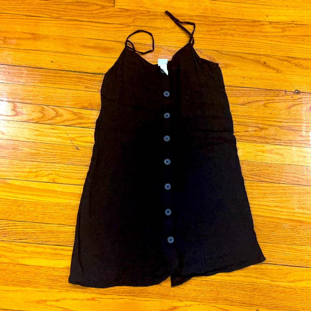 H&M lightweight black mini button up dress